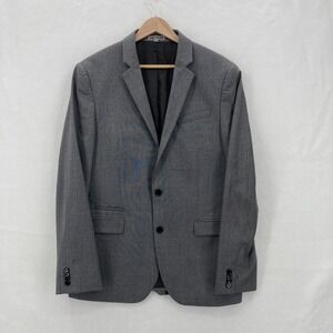 Express Blazer Mens Large Gray Photographer Fitted Glen Plaid Two Button Vented
